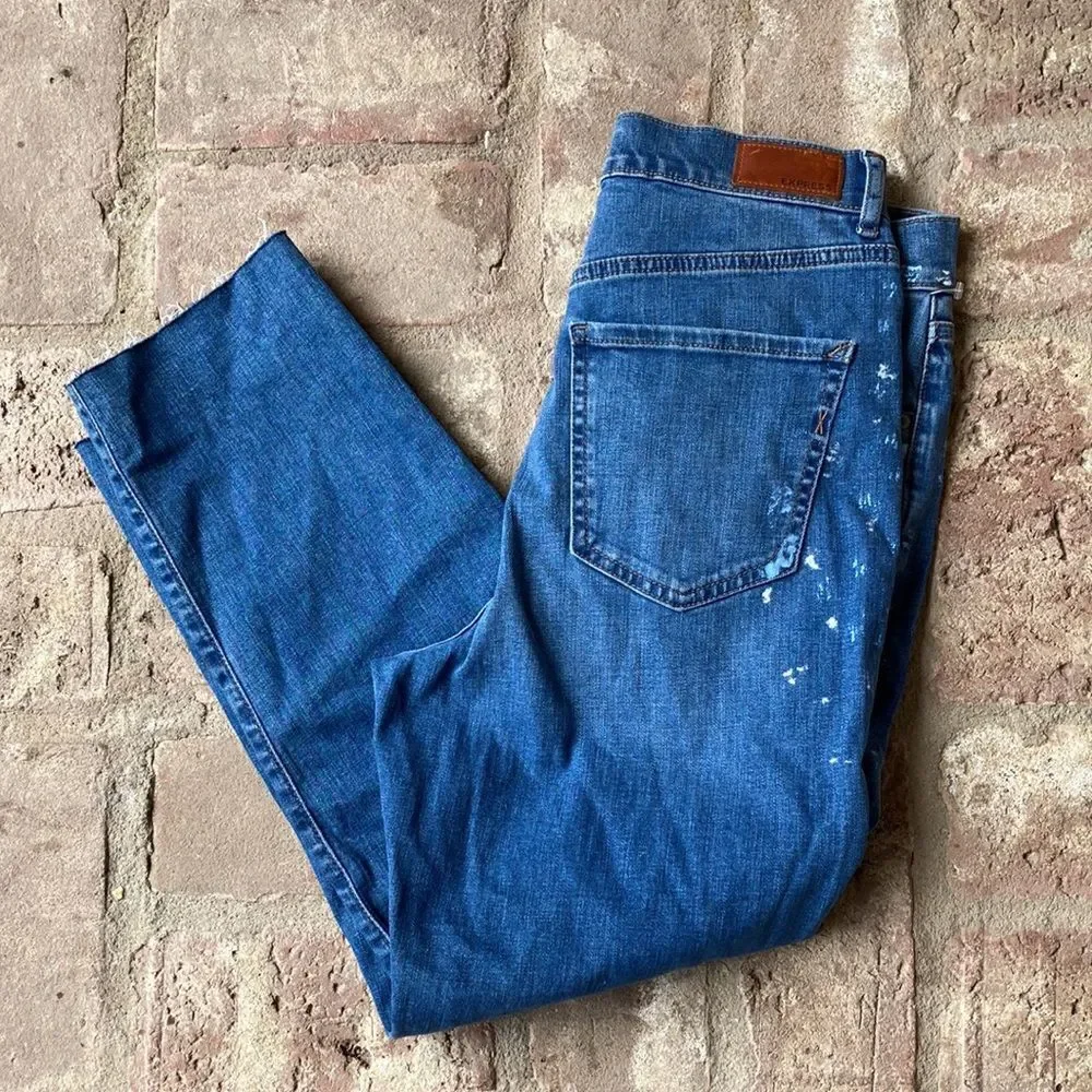 New Express Paint Splatter Super High Rise 12” Mom Jeans Size 8 - Picture 12 of 14